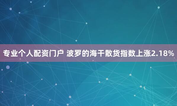 专业个人配资门户 波罗的海干散货指数上涨2.18%