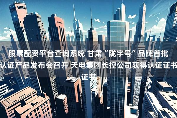 股票配资平台查询系统 甘肃“陇字号”品牌首批认证产品发布会召开 天电集团长控公司获得认证证书
